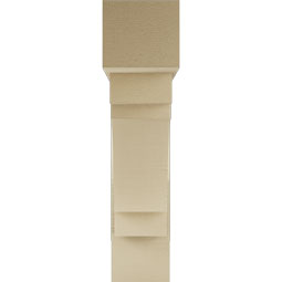 Ekena Millwork - BKTUR0756X32X32MRC05RCPR - Timberthane Faux Wood Merced Style Bracket w/ Offset Brace, Block Ends, 7 1/2"W x 32"D x 32"H, Primed Tan