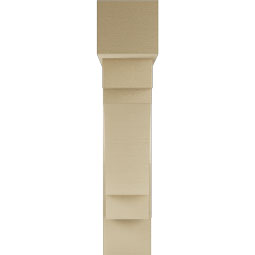Ekena Millwork - BKTUR0756X32X36MRC05RCPR - Timberthane Faux Wood Merced Style Bracket w/ Offset Brace, Block Ends, 7 1/2"W x 32"D x 36"H, Primed Tan