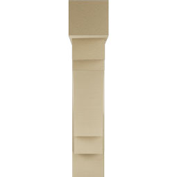 Ekena Millwork - BKTUR0756X32X38MRC05RCPR - Timberthane Faux Wood Merced Style Bracket w/ Offset Brace, Block Ends, 7 1/2"W x 32"D x 38"H, Primed Tan