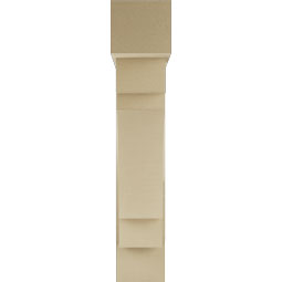 Ekena Millwork - BKTUR0756X32X40MRC05RCPR - Timberthane Faux Wood Merced Style Bracket w/ Offset Brace, Block Ends, 7 1/2"W x 32"D x 40"H, Primed Tan