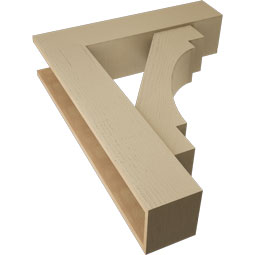 Ekena Millwork - BKTUR0756X32X40MRC05RCPR - Timberthane Faux Wood Merced Style Bracket w/ Offset Brace, Block Ends, 7 1/2"W x 32"D x 40"H, Primed Tan