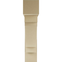 Ekena Millwork - BKTUR0756X34X34MRC05RCPR - Timberthane Faux Wood Merced Style Bracket w/ Offset Brace, Block Ends, 7 1/2"W x 34"D x 34"H, Primed Tan