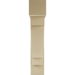 Ekena Millwork - BKTUR0756X34X38MRC05RCPR - Timberthane Faux Wood Merced Style Bracket w/ Offset Brace, Block Ends, 7 1/2"W x 34"D x 38"H, Primed Tan