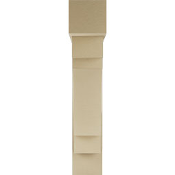 Ekena Millwork - BKTUR0756X34X40MRC05RCPR - Timberthane Faux Wood Merced Style Bracket w/ Offset Brace, Block Ends, 7 1/2"W x 34"D x 40"H, Primed Tan