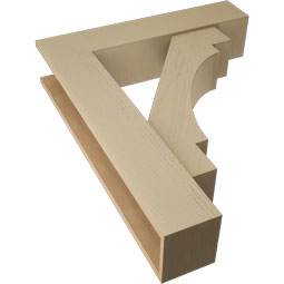 Ekena Millwork - BKTUR0756X34X42MRC05RCPR - Timberthane Faux Wood Merced Style Bracket w/ Offset Brace, Block Ends, 7 1/2"W x 34"D x 42"H, Primed Tan
