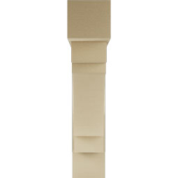 Ekena Millwork - BKTUR0756X36X36MRC05RCPR - Timberthane Faux Wood Merced Style Bracket w/ Offset Brace, Block Ends, 7 1/2"W x 36"D x 36"H, Primed Tan