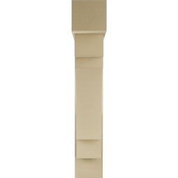 Ekena Millwork - BKTUR0756X36X44MRC05RCPR - Timberthane Faux Wood Merced Style Bracket w/ Offset Brace, Block Ends, 7 1/2"W x 36"D x 44"H, Primed Tan