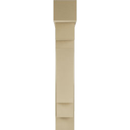Ekena Millwork - BKTUR0756X36X48MRC05RCPR - Timberthane Faux Wood Merced Style Bracket w/ Offset Brace, Block Ends, 7 1/2"W x 36"D x 48"H, Primed Tan