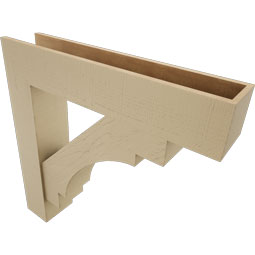 Ekena Millwork - BKTUR0756X38X38MRC05RCPR - Timberthane Faux Wood Merced Style Bracket w/ Offset Brace, Block Ends, 7 1/2"W x 38"D x 38"H, Primed Tan