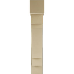Ekena Millwork - BKTUR0756X38X44MRC05RCPR - Timberthane Faux Wood Merced Style Bracket w/ Offset Brace, Block Ends, 7 1/2"W x 38"D x 44"H, Primed Tan
