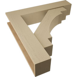 Ekena Millwork - BKTUR0756X40X40MRC05RCPR - Timberthane Faux Wood Merced Style Bracket w/ Offset Brace, Block Ends, 7 1/2"W x 40"D x 40"H, Primed Tan