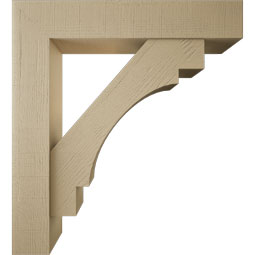 Ekena Millwork - BKTUR0756X40X44MRC05RCPR - Timberthane Faux Wood Merced Style Bracket w/ Offset Brace, Block Ends, 7 1/2"W x 40"D x 44"H, Primed Tan