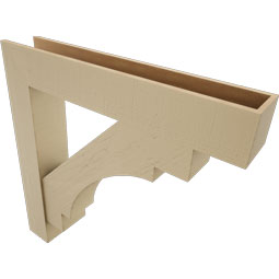 Ekena Millwork - BKTUR0756X44X44MRC05RCPR - Timberthane Faux Wood Merced Style Bracket w/ Offset Brace, Block Ends, 7 1/2"W x 44"D x 44"H, Primed Tan