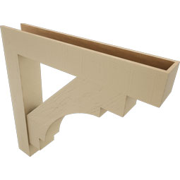 Ekena Millwork - BKTUR0756X46X46MRC05RCPR - Timberthane Faux Wood Merced Style Bracket w/ Offset Brace, Block Ends, 7 1/2"W x 46"D x 46"H, Primed Tan