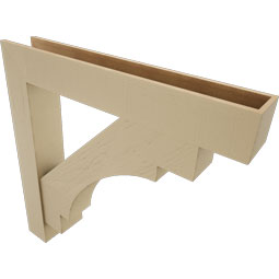 Ekena Millwork - BKTUR0756X48X48MRC05RCPR - Timberthane Faux Wood Merced Style Bracket w/ Offset Brace, Block Ends, 7 1/2"W x 48"D x 48"H, Primed Tan