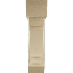 Ekena Millwork - BKTUR0352X14X14MRC06RCPR - Timberthane Faux Wood Merced Style Bracket w/ Offset Brace, Slat Ends, 3 1/2"W x 14"D x 14"H, Primed Tan