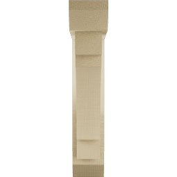 Ekena Millwork - BKTUR0352X14X18MRC06RCPR - Timberthane Faux Wood Merced Style Bracket w/ Offset Brace, Slat Ends, 3 1/2"W x 14"D x 18"H, Primed Tan