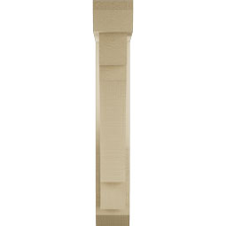 Ekena Millwork - BKTUR0352X14X22MRC06RCPR - Timberthane Faux Wood Merced Style Bracket w/ Offset Brace, Slat Ends, 3 1/2"W x 14"D x 22"H, Primed Tan