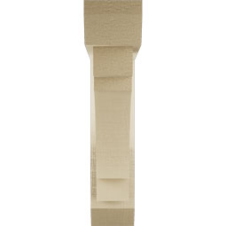 Ekena Millwork - BKTUR0352X16X16MRC06RCPR - Timberthane Faux Wood Merced Style Bracket w/ Offset Brace, Slat Ends, 3 1/2"W x 16"D x 16"H, Primed Tan