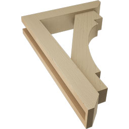 Ekena Millwork - BKTUR0352X16X24MRC06RCPR - Timberthane Faux Wood Merced Style Bracket w/ Offset Brace, Slat Ends, 3 1/2"W x 16"D x 24"H, Primed Tan