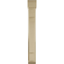 Ekena Millwork - BKTUR0352X16X28MRC06RCPR - Timberthane Faux Wood Merced Style Bracket w/ Offset Brace, Slat Ends, 3 1/2"W x 16"D x 28"H, Primed Tan