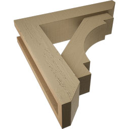 Ekena Millwork - BKTUROMRC22 - Timberthane Rough Cedar Faux Wood Merced Slat Bracket w/ Offset Brace