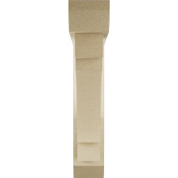 Ekena Millwork - BKTUR0352X18X18MRC06RCPR - Timberthane Faux Wood Merced Style Bracket w/ Offset Brace, Slat Ends, 3 1/2"W x 18"D x 18"H, Primed Tan