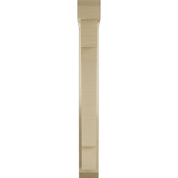 Ekena Millwork - BKTUR0352X18X30MRC06RCPR - Timberthane Faux Wood Merced Style Bracket w/ Offset Brace, Slat Ends, 3 1/2"W x 18"D x 30"H, Primed Tan