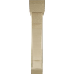 Ekena Millwork - BKTUR0352X20X20MRC06RCPR - Timberthane Faux Wood Merced Style Bracket w/ Offset Brace, Slat Ends, 3 1/2"W x 20"D x 20"H, Primed Tan