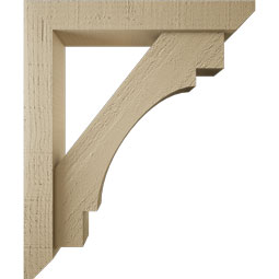 Ekena Millwork - BKTUR0352X20X24MRC06RCPR - Timberthane Faux Wood Merced Style Bracket w/ Offset Brace, Slat Ends, 3 1/2"W x 20"D x 24"H, Primed Tan