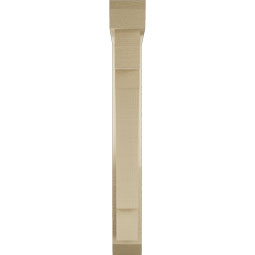 Ekena Millwork - BKTUR0352X20X28MRC06RCPR - Timberthane Faux Wood Merced Style Bracket w/ Offset Brace, Slat Ends, 3 1/2"W x 20"D x 28"H, Primed Tan