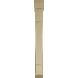 Ekena Millwork - BKTUR0352X22X30MRC06RCPR - Timberthane Faux Wood Merced Style Bracket w/ Offset Brace, Slat Ends, 3 1/2"W x 22"D x 30"H, Primed Tan