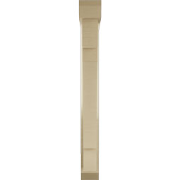 Ekena Millwork - BKTUR0352X24X32MRC06RCPR - Timberthane Faux Wood Merced Style Bracket w/ Offset Brace, Slat Ends, 3 1/2"W x 24"D x 32"H, Primed Tan