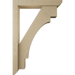 Ekena Millwork - BKTUR0352X24X36MRC06RCPR - Timberthane Faux Wood Merced Style Bracket w/ Offset Brace, Slat Ends, 3 1/2"W x 24"D x 36"H, Primed Tan