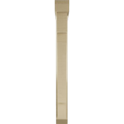 Ekena Millwork - BKTUR0352X26X34MRC06RCPR - Timberthane Faux Wood Merced Style Bracket w/ Offset Brace, Slat Ends, 3 1/2"W x 26"D x 34"H, Primed Tan
