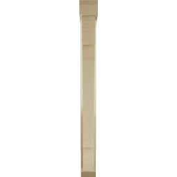 Ekena Millwork - BKTUR0352X26X38MRC06RCPR - Timberthane Faux Wood Merced Style Bracket w/ Offset Brace, Slat Ends, 3 1/2"W x 26"D x 38"H, Primed Tan