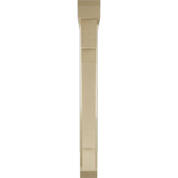 Ekena Millwork - BKTUR0352X28X32MRC06RCPR - Timberthane Faux Wood Merced Style Bracket w/ Offset Brace, Slat Ends, 3 1/2"W x 28"D x 32"H, Primed Tan