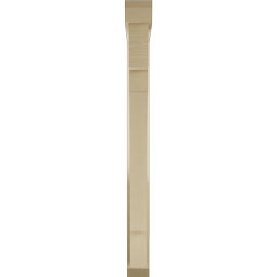 Ekena Millwork - BKTUR0352X28X40MRC06RCPR - Timberthane Faux Wood Merced Style Bracket w/ Offset Brace, Slat Ends, 3 1/2"W x 28"D x 40"H, Primed Tan