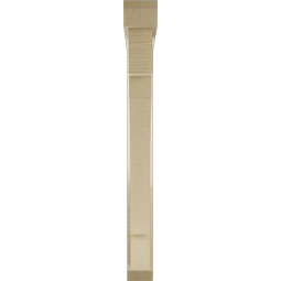 Ekena Millwork - BKTUR0352X30X34MRC06RCPR - Timberthane Faux Wood Merced Style Bracket w/ Offset Brace, Slat Ends, 3 1/2"W x 30"D x 34"H, Primed Tan