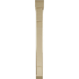 Ekena Millwork - BKTUR0352X30X36MRC06RCPR - Timberthane Faux Wood Merced Style Bracket w/ Offset Brace, Slat Ends, 3 1/2"W x 30"D x 36"H, Primed Tan
