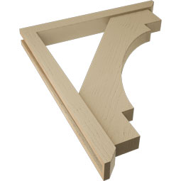 Ekena Millwork - BKTUR0352X30X36MRC06RCPR - Timberthane Faux Wood Merced Style Bracket w/ Offset Brace, Slat Ends, 3 1/2"W x 30"D x 36"H, Primed Tan