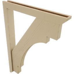 Ekena Millwork - BKTUR0352X30X42MRC06RCPR - Timberthane Faux Wood Merced Style Bracket w/ Offset Brace, Slat Ends, 3 1/2"W x 30"D x 42"H, Primed Tan