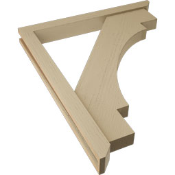 Ekena Millwork - BKTUR0352X32X38MRC06RCPR - Timberthane Faux Wood Merced Style Bracket w/ Offset Brace, Slat Ends, 3 1/2"W x 32"D x 38"H, Primed Tan