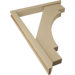 Ekena Millwork - BKTUR0352X32X44MRC06RCPR - Timberthane Faux Wood Merced Style Bracket w/ Offset Brace, Slat Ends, 3 1/2"W x 32"D x 44"H, Primed Tan