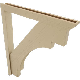 Ekena Millwork - BKTUR0352X34X42MRC06RCPR - Timberthane Faux Wood Merced Style Bracket w/ Offset Brace, Slat Ends, 3 1/2"W x 34"D x 42"H, Primed Tan