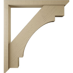 Ekena Millwork - BKTUR0352X36X40MRC06RCPR - Timberthane Faux Wood Merced Style Bracket w/ Offset Brace, Slat Ends, 3 1/2"W x 36"D x 40"H, Primed Tan