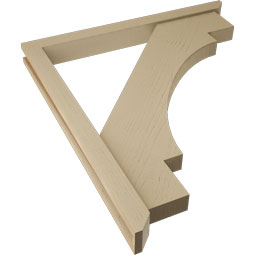 Ekena Millwork - BKTUR0352X36X40MRC06RCPR - Timberthane Faux Wood Merced Style Bracket w/ Offset Brace, Slat Ends, 3 1/2"W x 36"D x 40"H, Primed Tan