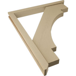 Ekena Millwork - BKTUR0352X36X44MRC06RCPR - Timberthane Faux Wood Merced Style Bracket w/ Offset Brace, Slat Ends, 3 1/2"W x 36"D x 44"H, Primed Tan