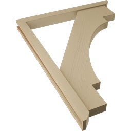 Ekena Millwork - BKTUR0352X36X48MRC06RCPR - Timberthane Faux Wood Merced Style Bracket w/ Offset Brace, Slat Ends, 3 1/2"W x 36"D x 48"H, Primed Tan