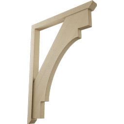Ekena Millwork - BKTUR0352X36X48MRC06RCPR - Timberthane Faux Wood Merced Style Bracket w/ Offset Brace, Slat Ends, 3 1/2"W x 36"D x 48"H, Primed Tan